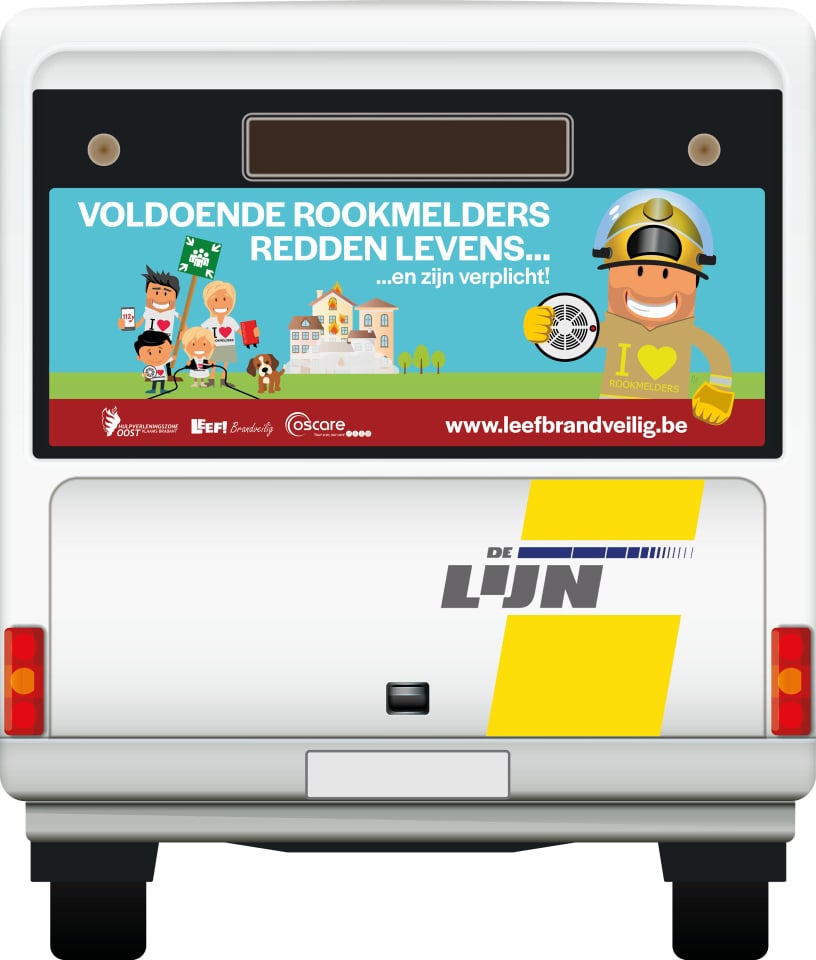 Brandveilige boodschap op bussen De Lijn